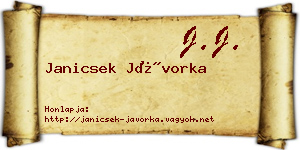 Janicsek Jávorka névjegykártya